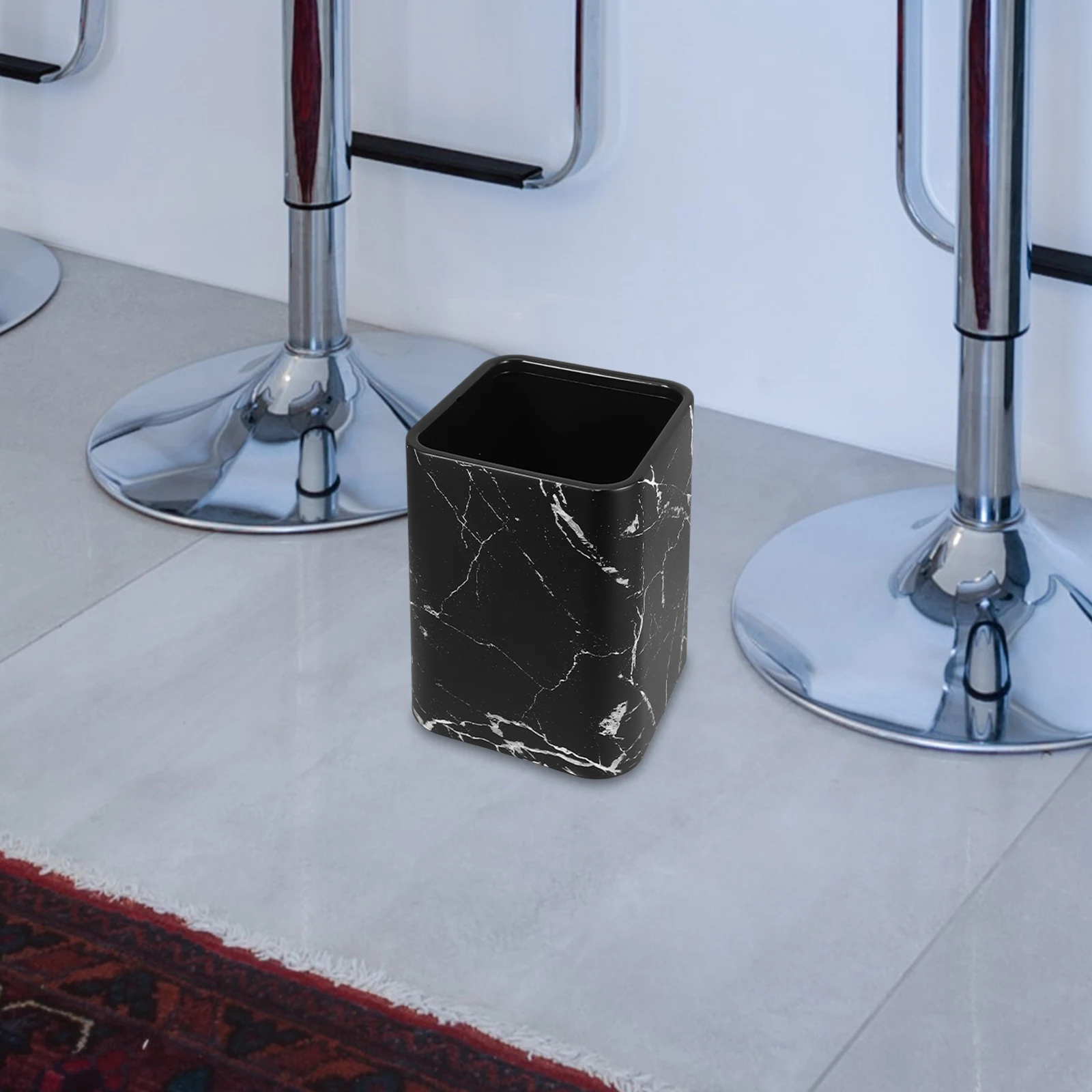 

Imitation Marble Trash Can Bathroom Wastebasket Dustbin for Kitchen Cans Bedroom High Capacity