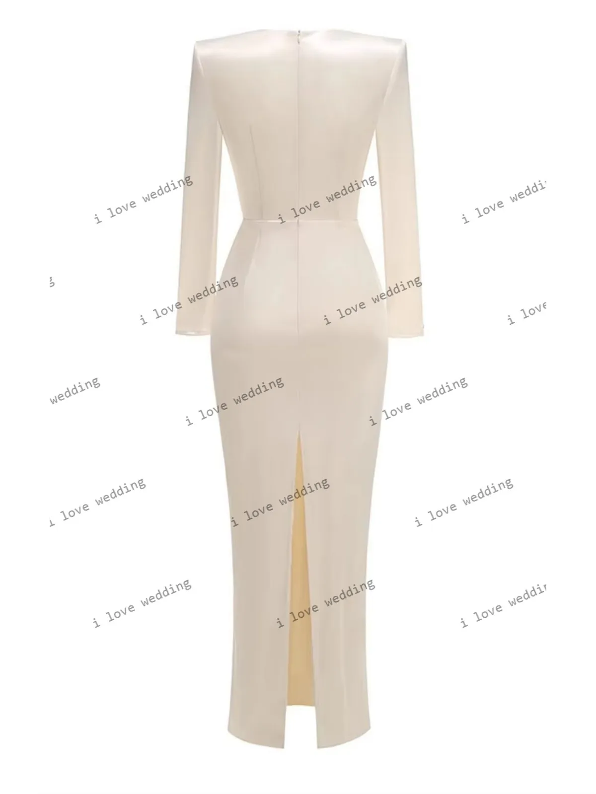 Vestidos de Noche largos con cuello en V profundo de color amarillo claro, vestido de fiesta de boda elegante de sirena de manga larga de satén 2025 para mujer personalizado