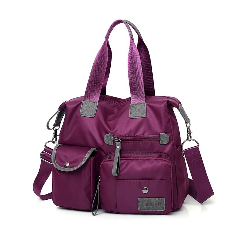 Stylish Women’s Nylon Tote Bag with Multiple Pockets, Waterproof Lightweight Handbag & Large Capacity Crossbody Shoulder Bag