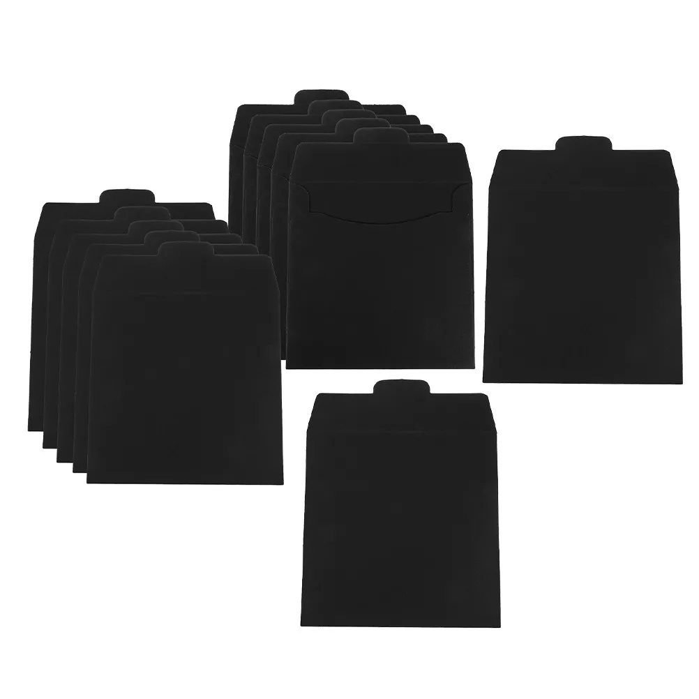 12Pcs Black Paper Cd Dvd Sleeves Cd Disc Storage Wallet Organizer Document Holder Wedding Card Storage Pouch Protection Case