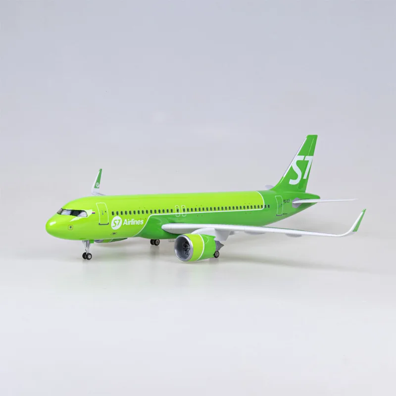 47CM 1/80 Airplane A320 NEO Siberia S7 Airlines Model Toy Light With Wheel Landing Gear Diecast Resin Plane Model Collection