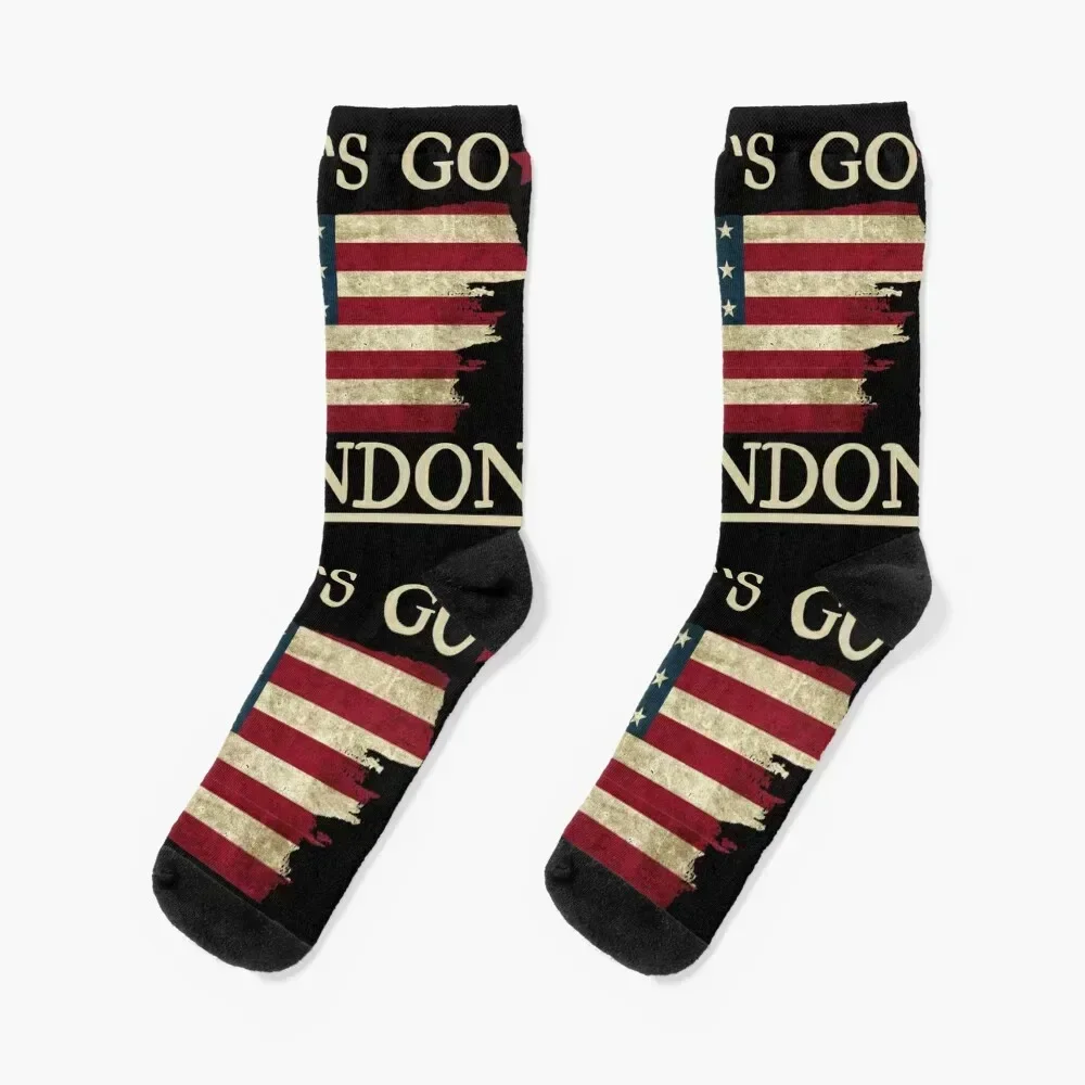 

Lets Go Brandon White Text Flag Red Stars Essential Socks sports stockings tennis man heated Socks Women's Men's