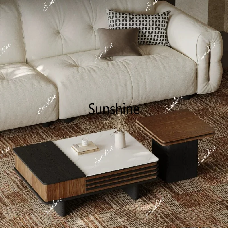 Italian light luxury rectangular coffee table, retro high-end coffee table