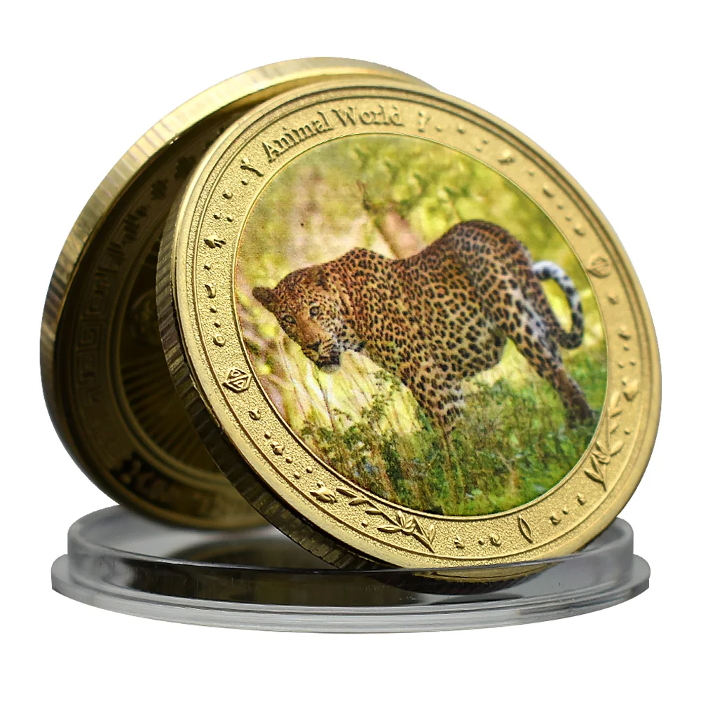 African Rare Animal Commemorative Coin Elephant Hippocampus Giraffe Lion Leopard Metal Challenge Coin Collection Holiday Gift