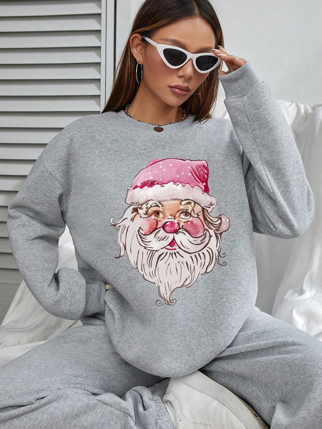 Christmas Long Sleeve Women Tops Casual T-shirt Tee Korean Fashion Slim Basic Xmas Hoodie Pullover Oversize Women's Sweatshirt