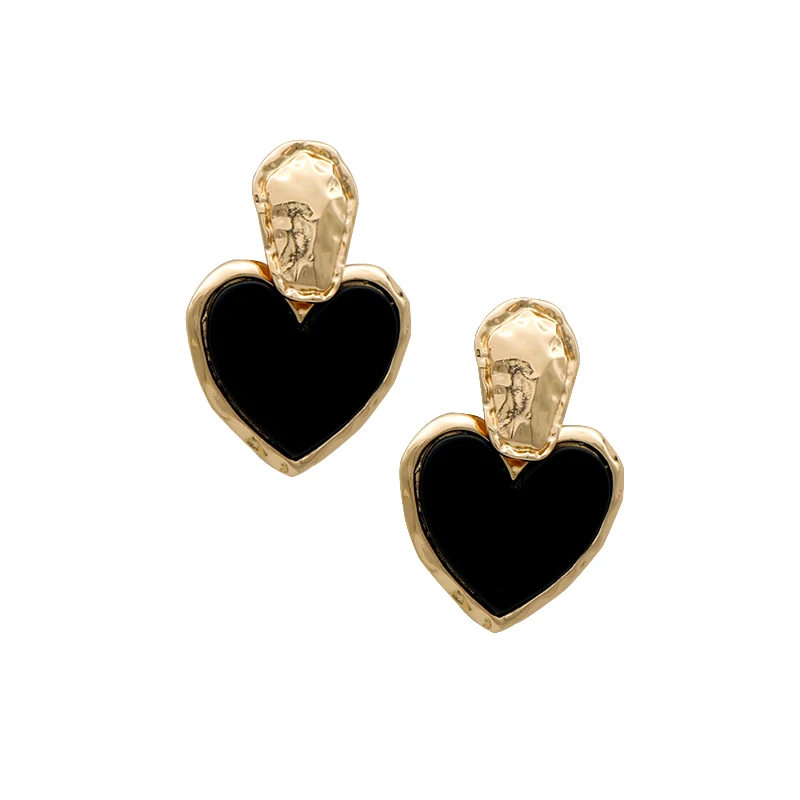 Heavy Metal Black Beads Heart Earrings For Women New Arrival Designer Trendy Drop Fashion Jewelry Party Gift Accessories 2022157