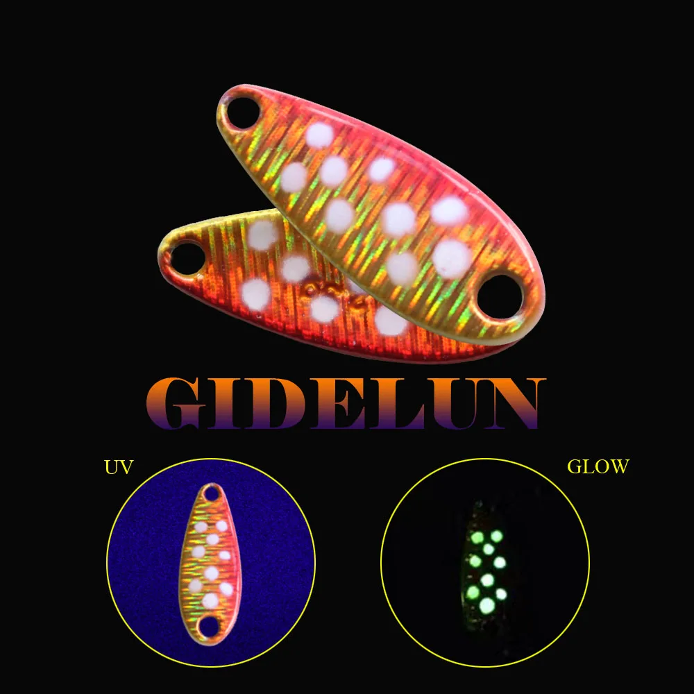 2.3g/3.5g/5g 3pcs Double Painted Laser UV Metal Spoon Lures Artificial for Fishing Trout Bait image 4