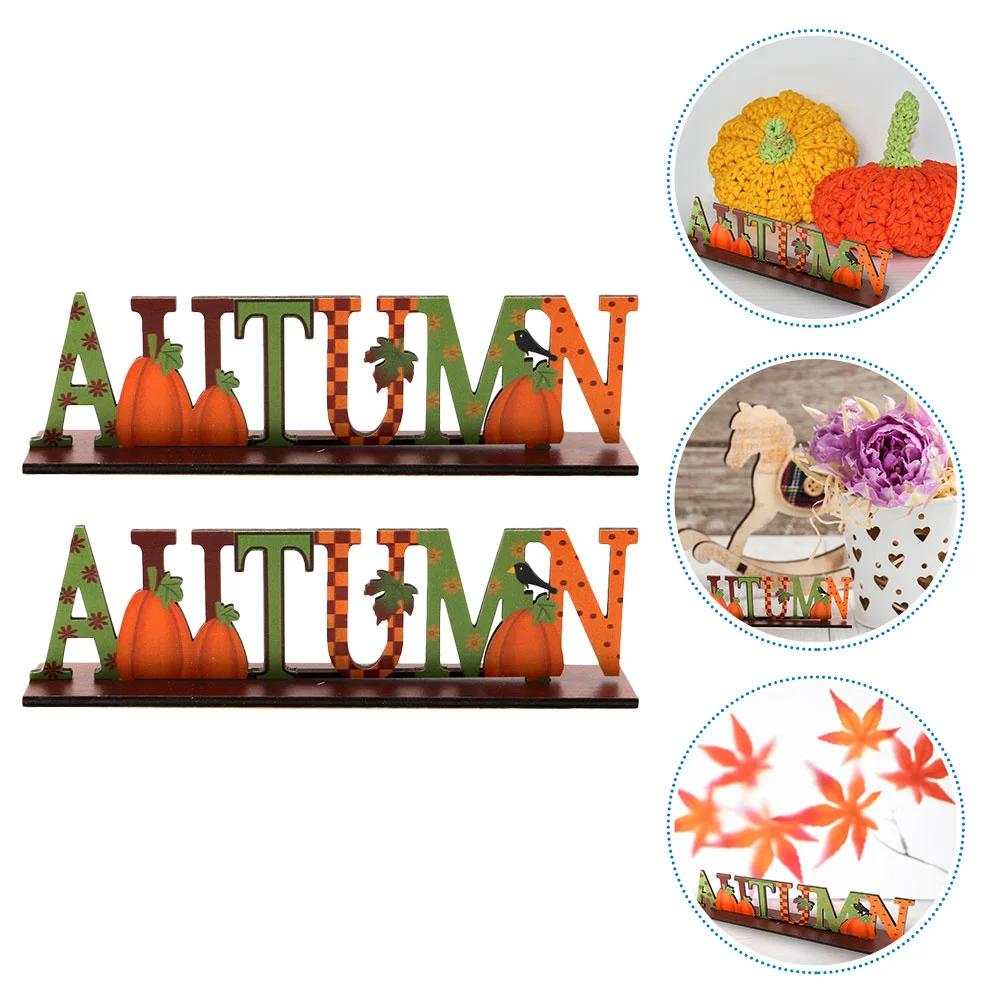 

2pcs Pumpkin Decoration Ornaments Hollow-Out Wooden Desktop Decor For Thanksgiving Party Home Office Garden Display Harvest