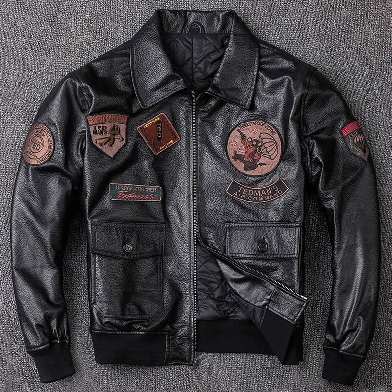 Plus Size 5XL Men’s Biker G1 Air Force Pilot Jacket Genuine Leather Sheepskin Thicken Warm Vintage Classic Coat 2 Plus Size 5XL Men's Biker G1 Air Force Pilot Jacket Genuine Leather Sheepskin Thicken Warm Vintage Classic Coat 2