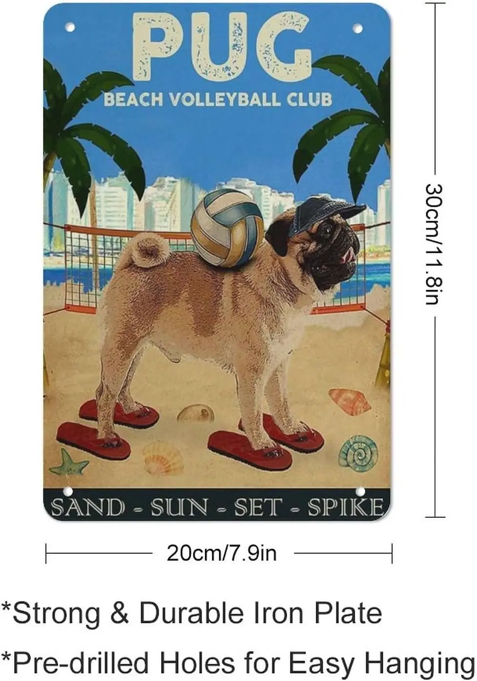 Metal Tin Sign Warning Property Is Protected By An Attack Pug Dog Metal Sign Vintage For Bar Pub Diner Cafe Wall Decor