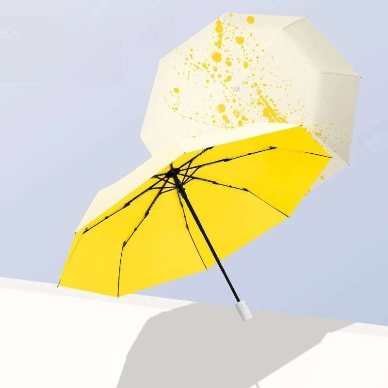 Water Colour-changing Umbrella Dual-use Tri-folding Eight-bone Large Thickened and Reinforced Rain and Shine Umbrella Rain Gear