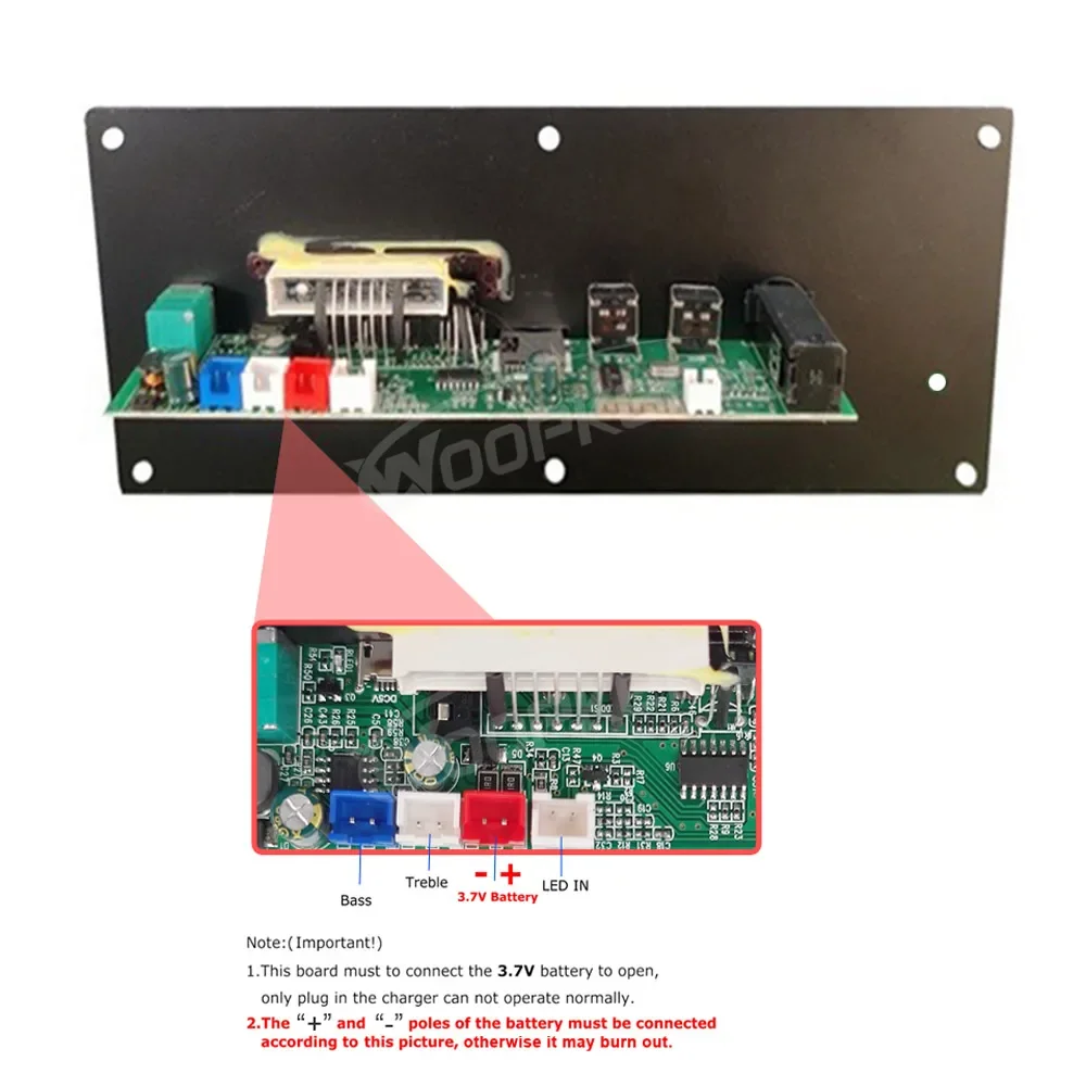 WOOPKER 3.7V Amplifier Board 30W Amplifier with Remote Control Support Bluetooth AUX U-Disk MIC for 5-8Inch Speaker Car Home DIY
