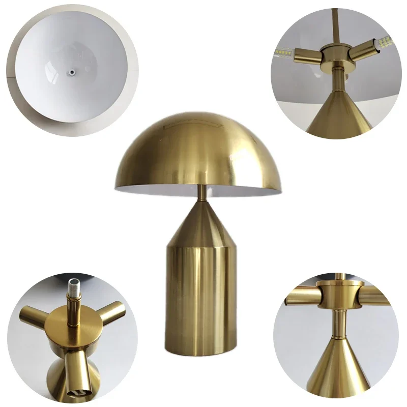 Imagem -03 - Galvanoplastia Nordic Mushroom Table Lamp Metal Led Desktop Decoração Preto Branco Ouro Mesa Estar Sala de Jantar Quarto Cabeceira