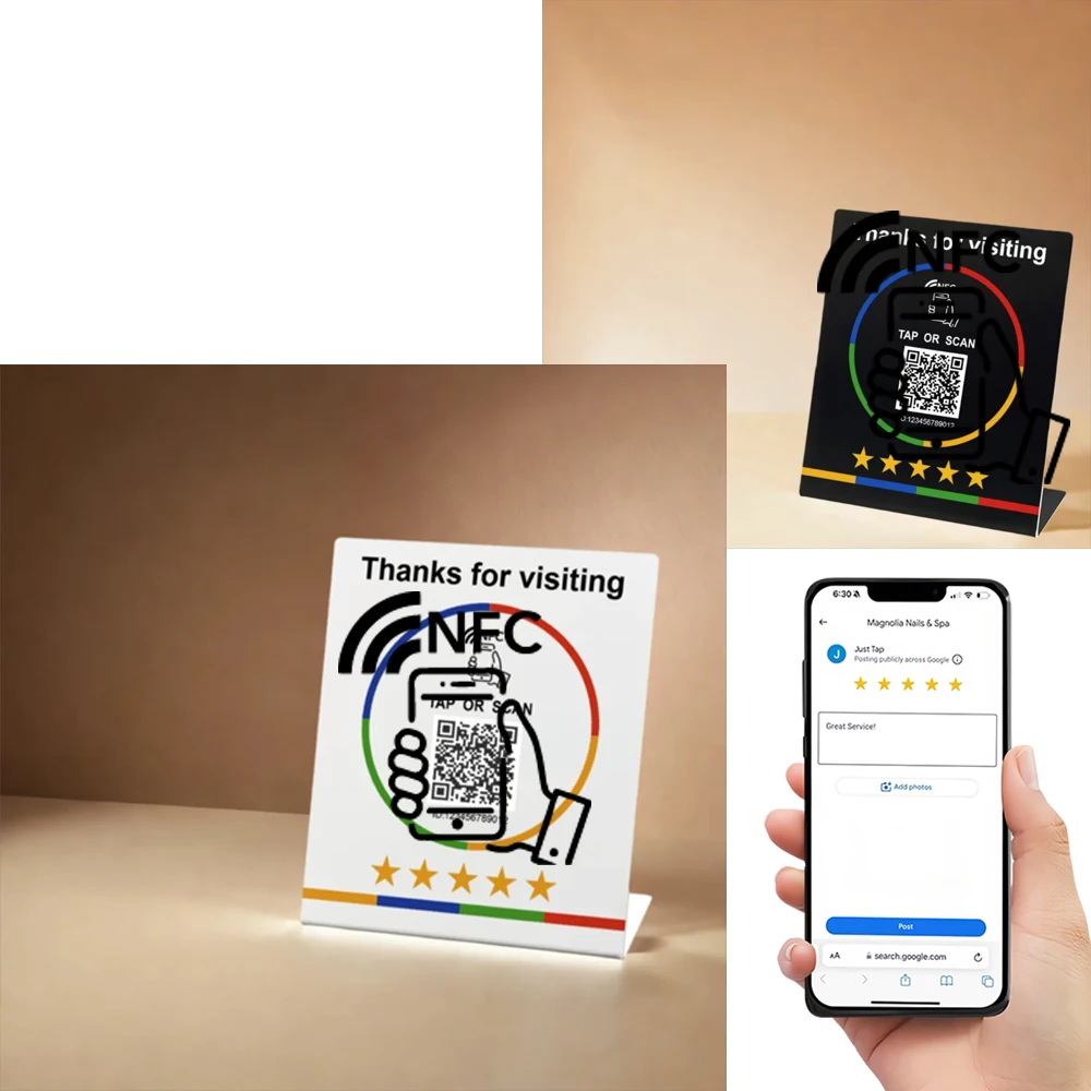 NFC 215 Stand QR Code Programmable Review Card NFC Station Table TikTok, Facebook, Instagram Are Available Programmable QR Code