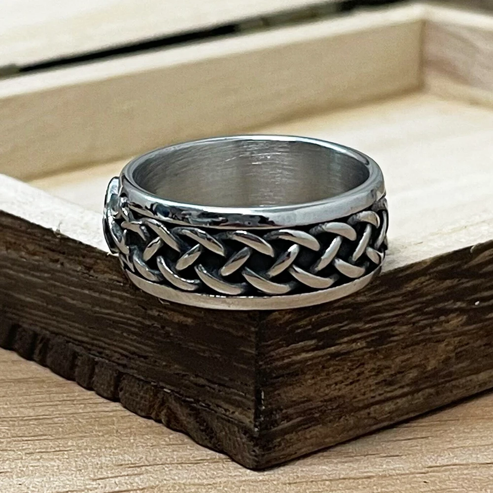 Never Fade Viking Jormungand Rings Men Stainless Steel Norse Mythology Midgard Serpent Rune Finger Ring Amulet Male Jewelry Gift