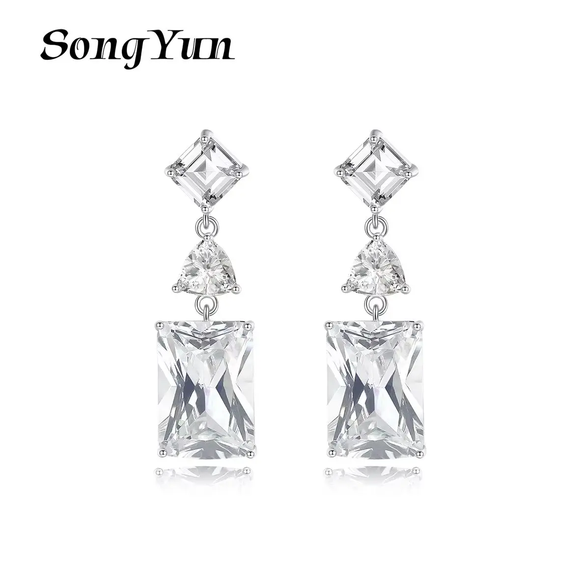 

SYYG Jewelry MHT Quality Brass Stud Earrings Dangle CZ 7A Zircon Classic Statement Jewelry Women Earring Jewelry