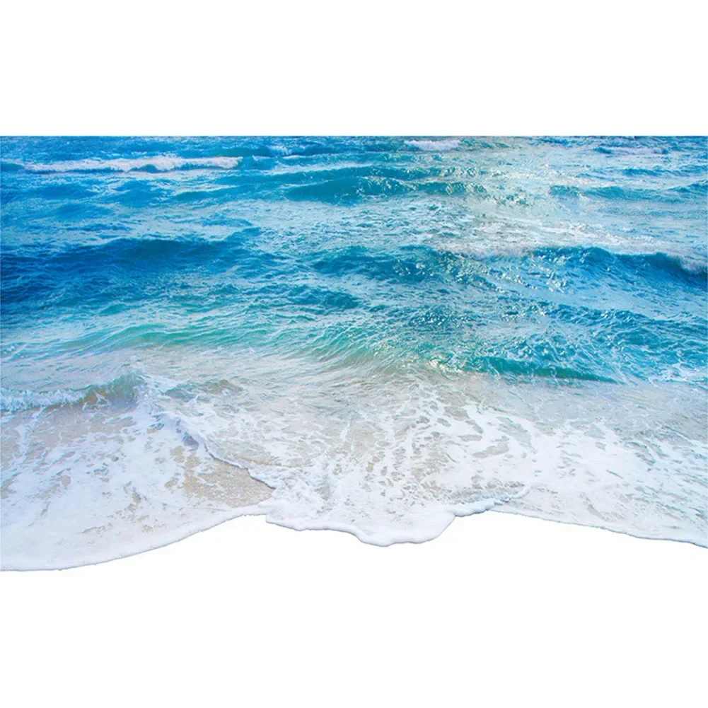 3D Ocean Stickers, Beach Waves Wall Decal For Office, Environmental PVC Material, Easy To Apply And Reuse 86*53 Cm