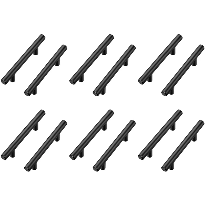 ABNQ 12 Pack Cabinet Pulls Black Stainless Steel Kitchen Drawer Pulls Cabinet Handles 150mm Length, 96mm Hole Center
