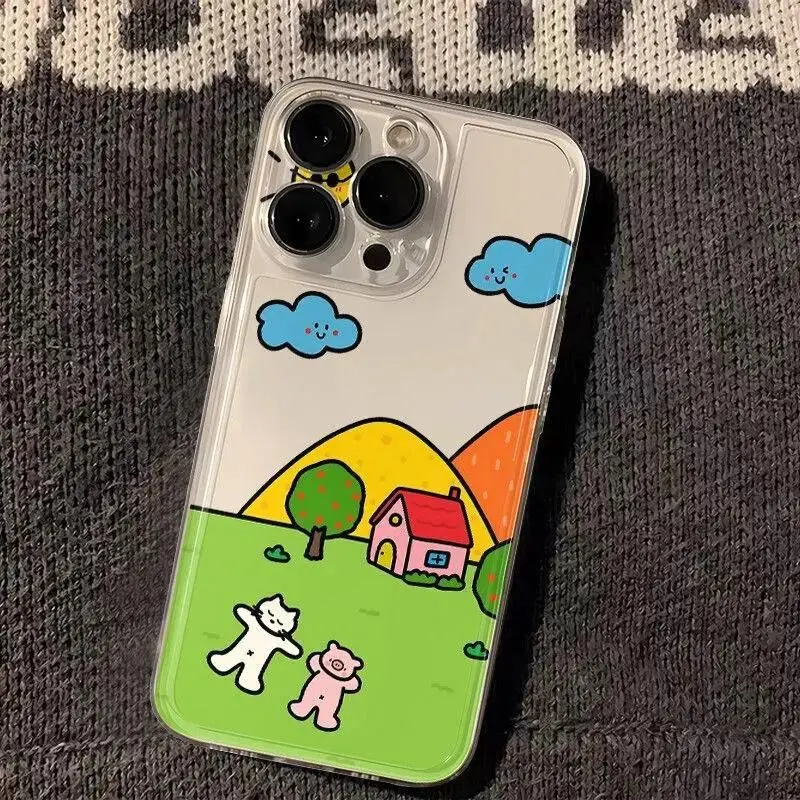 

Cartoon Paintings Brief Strokes Phone Case For iPhone 16 15 11 12 14 13 Pro Max Mini X XS XSMax XR 7 8 Plus SE4 16e Cute Covers