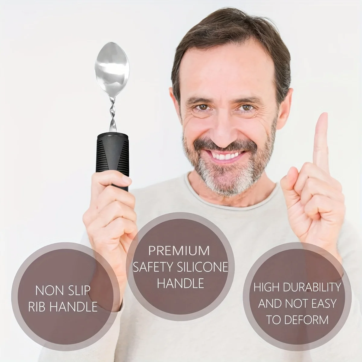E9 2Pcs Adaptive Utensils Spoon Fork Set Weighted Utensils for Hand Tremors Easy Grip Joint Aid Silverware for Old Hand Tremors