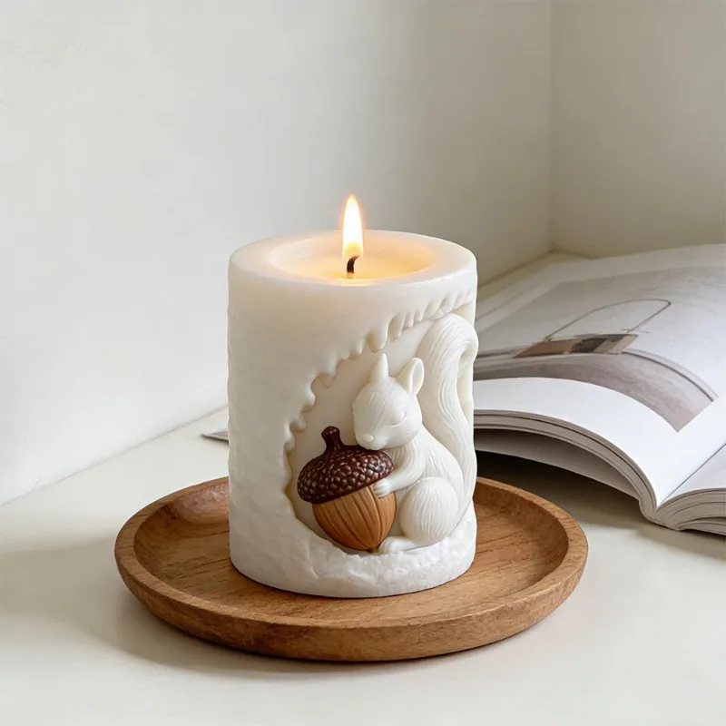 

1 шт. 3D-форма из силикона «Белка и Желудь» для изготовления ароматических свечей, мыла, гипсовых и полимерных изделий своими руками