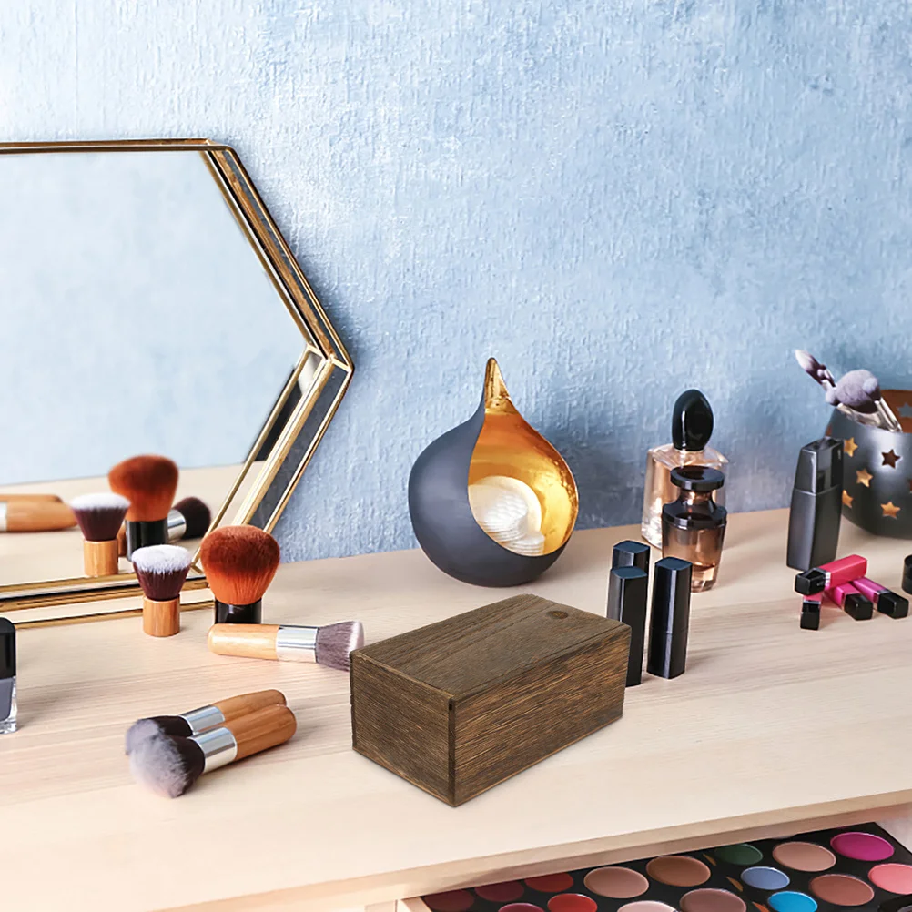 2개입 나무 보석함 슬라이딩 뚜껑 다기능 소품 보관함 반지 펜던트 발찌 테이블 장식용