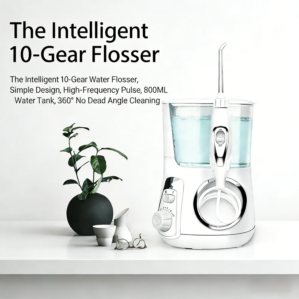 

Электрический ирригатор для полости рта с 10 режимами, 800 мл, 5 насадок, настольный, для взрослых и всей семьи