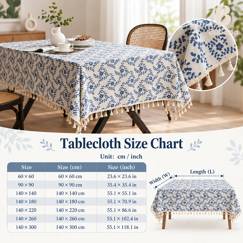 Tassel Tablecloth Nordic Retro Floral Tablecloth Coffee Table Dustproof Tablecloth Restaurant And Homestay Tablecloth