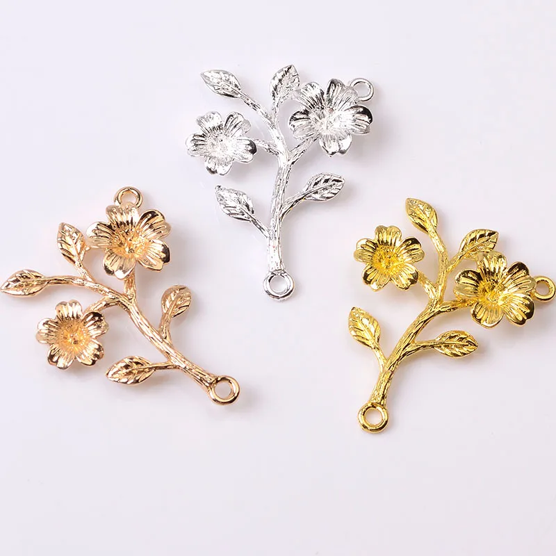 Leaf flower pendant DIY alloy accessories antique hairpin hairpin jewelry handmade material accessories factory direct sales