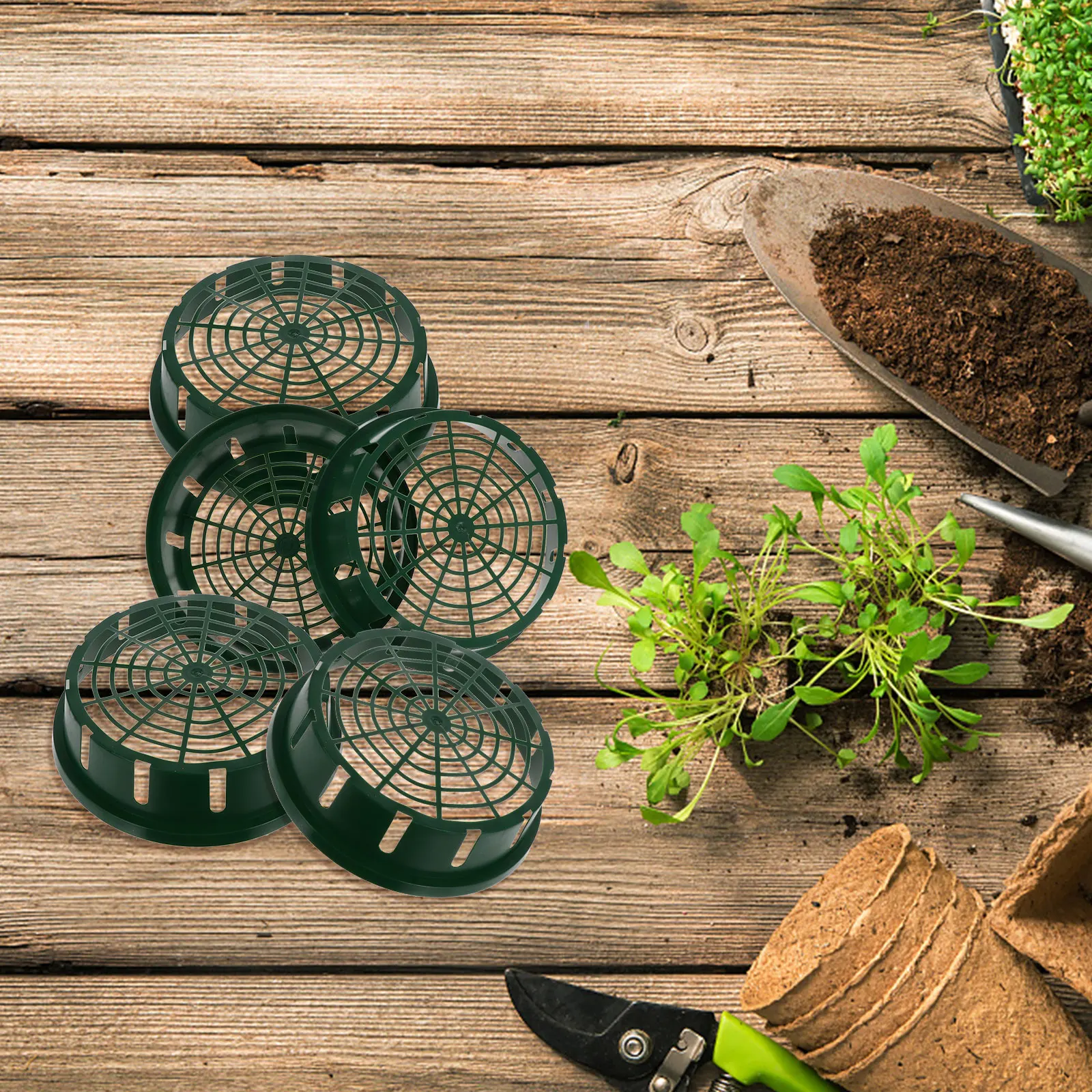 

5pcs Automatic Watering Flower Pot Liner Hydroponic Basket Plastic Net Cup Durable Lightweight Corrosion Resistant For Soilless