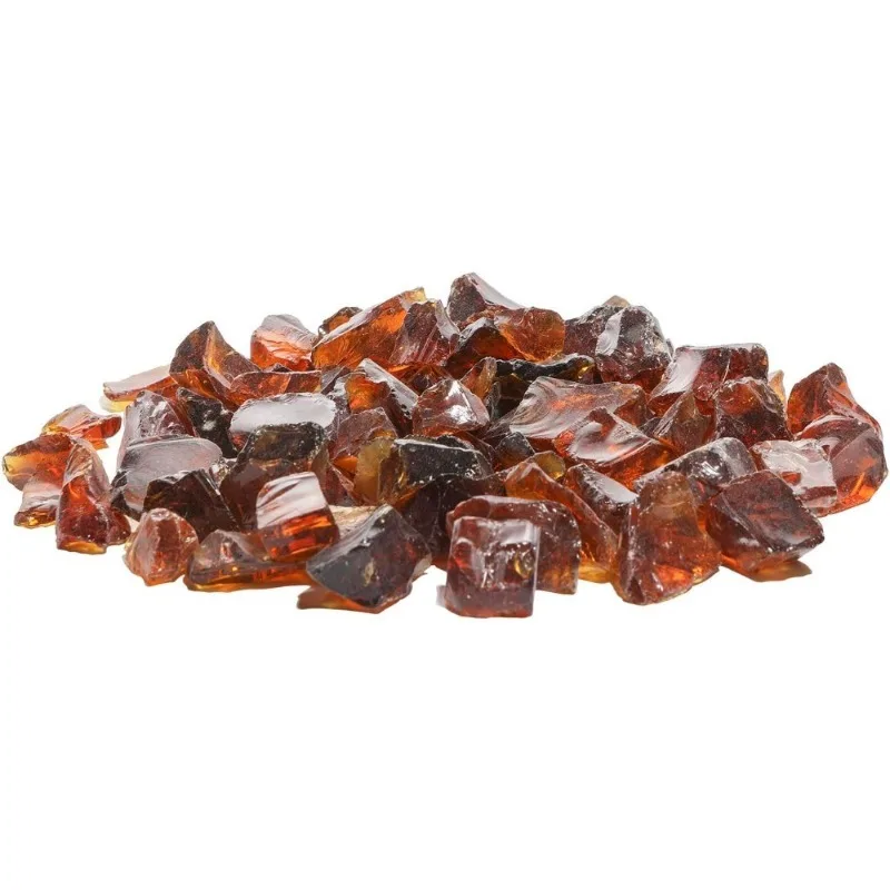 Reflective Tempered Fire Glass Amber Yellow for Fire Pit Fireplace 1/2 Inch 10 Lbs