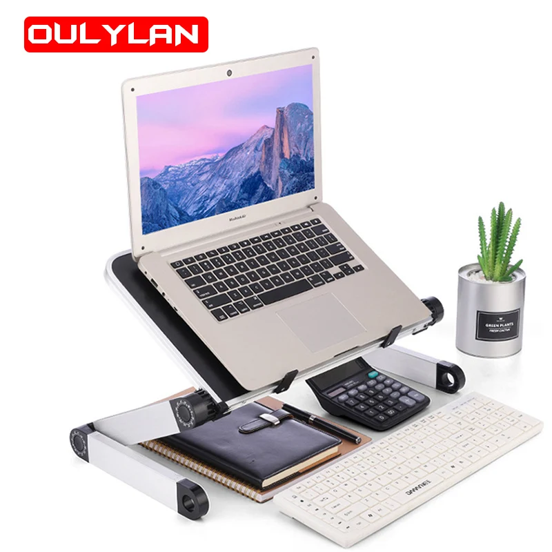 Imagem -03 - Dobrável Laptop Desk Stand com Mouse Pad Suporte para Computador Notebook Suporte de Mesas tv Cama pc Suporte de Mesa Ajustável