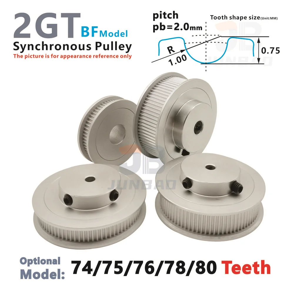 

2GT 74 75 76 78 80Teeth Synchronous Pulley Belt Width 6 10 MM Bore 5 To 25 MM GT2M Drive Part Drive Wheel 3D Printer Parts