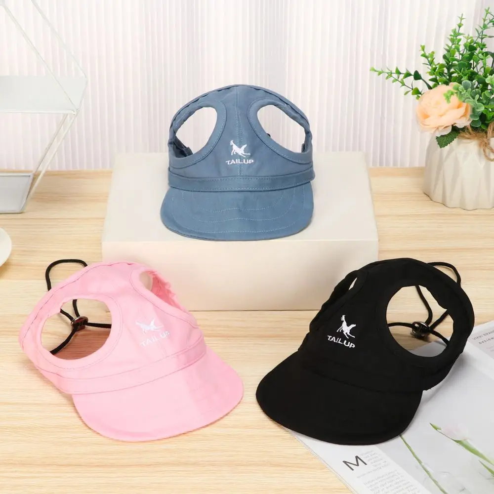 Pet Baseball Hat Outdoor Cat Dog Adjustable Visor Hat Summer Pet Travel Sports Sun Cap With Ear Holes