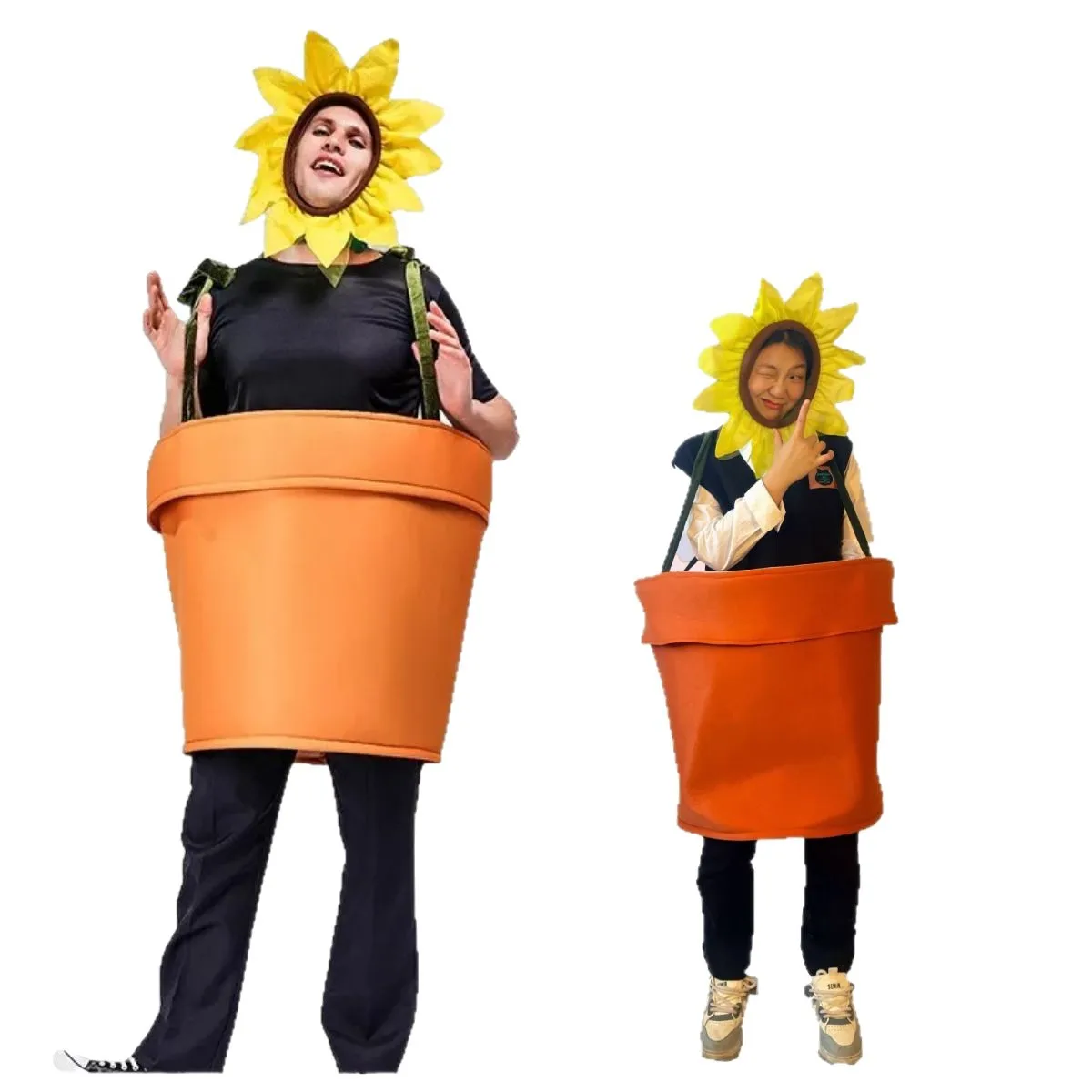 

Adult Sunflower Costume Men Women Halloween Party Funny Flower Pot Outfit Kids Parent-Child Festival Dress