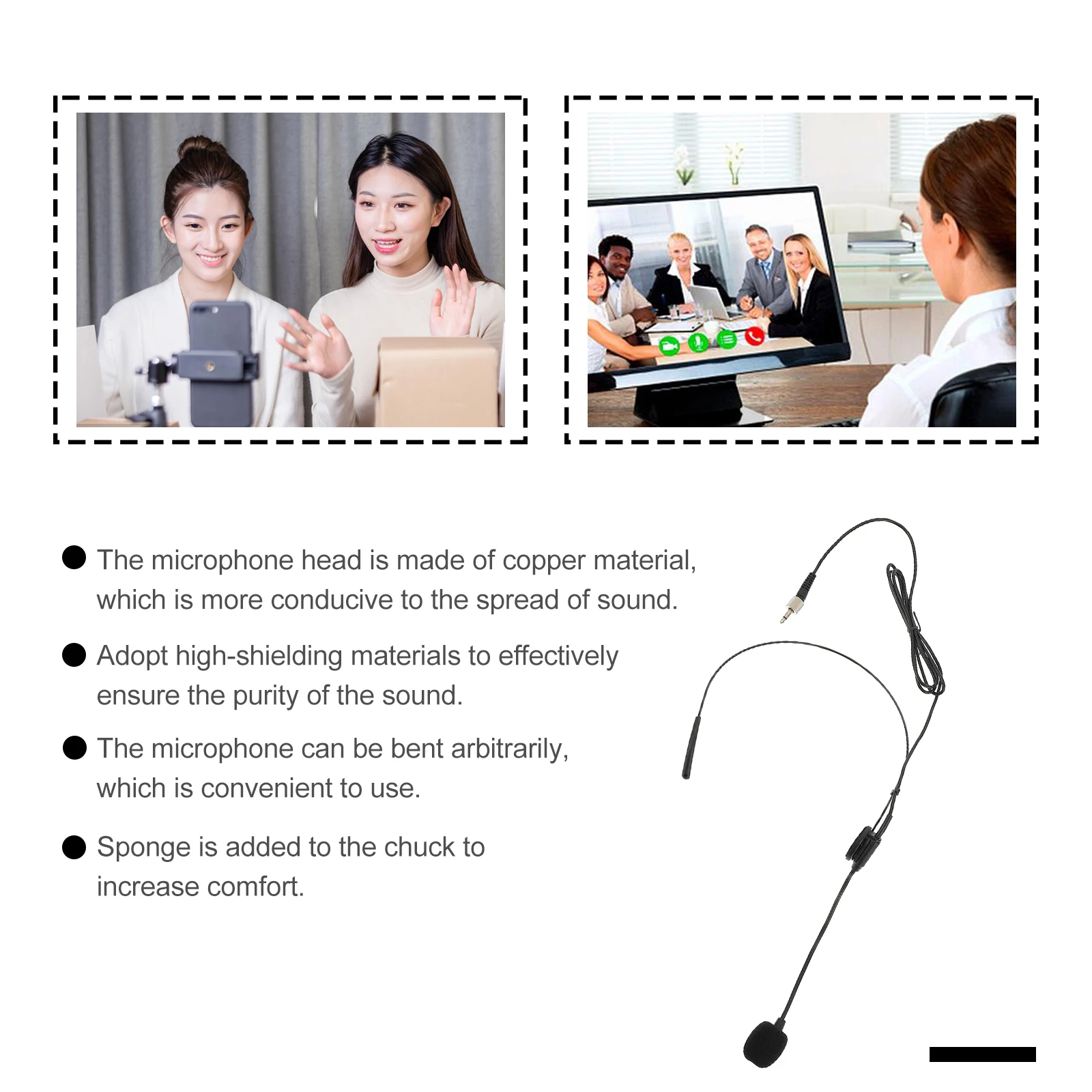 

Wired Microphone Headset for Speaker Voice Amplifier Portable Black Small Size Lightweight High Shielding Effective Sound