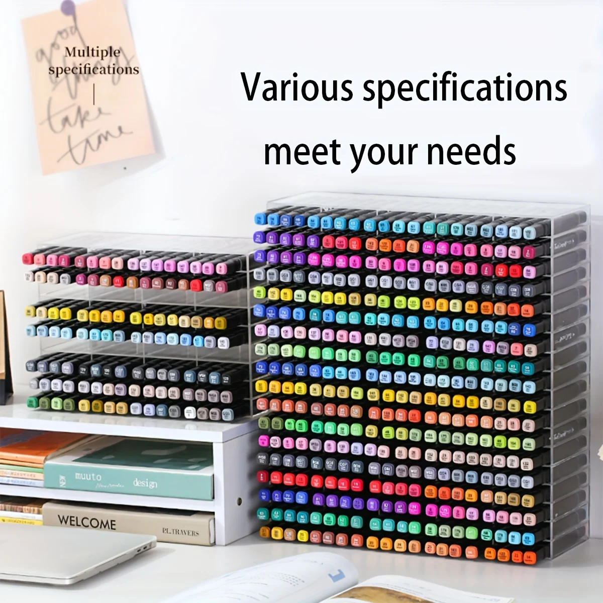 قطعة واحدة من صندوق تخزين أقلام التحديد الأكريليك القابل للتكديس - منظم القلم والقلم الرصاص الملون، حل تخزين سطح المكتب للعلامات، قطعة واحدة شفافة #5