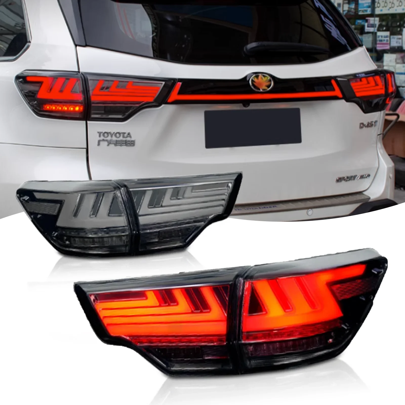 

Car LED Rear Taillights for Toyota Highlander 2016 - 2020 Animation Rear Lamps LED Taillight Assembly