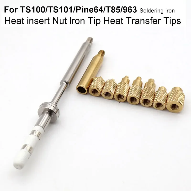 PIne64 TS100/T101/T85/936 Soldering Heat Insert Nut Iron Tip Internal Thread Head M2-M8 Brass Hot Melt Insertion Kit For 3D Prin