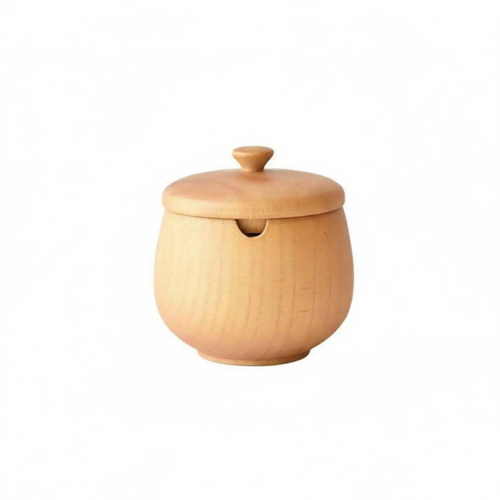 Wooden Spice Jar with Spoon Japanese Style Seasoning Container Kitchen Organizer for Pantry Storage