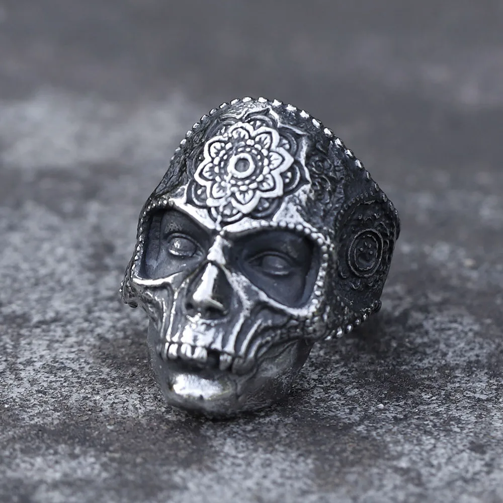 2022 NEW Men\'s 316L stainless-steel rings decorative pattern skull ring for teens gothic punk Biker Jewelry Gifts free shipping