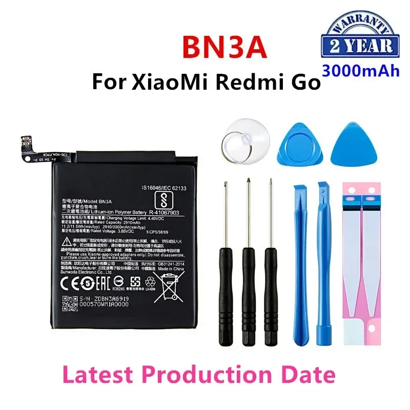 

Brand New BN3A 3000mAh Battery For Xiaomi Redmi Go BN3A High Quality Phone Replacement Batteries +Tools