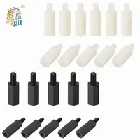 50 Uds M2/M2.5/M3/M4 * L + 6mm rosca negro/blanco tornillo espaciado de plástico para placa base PCB poste espaciador de nailon fijo