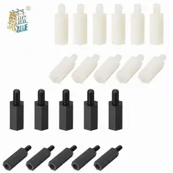 50pcs M2/M2.5/M3/M4*L+6mm Thread Black/white Spacing Screw Plastic For PCB Motherboard Fixed Nylon Standoff Spacer Pillar