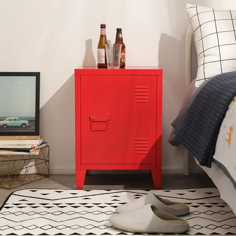 Nordic Style Iron Bedside Table, Steel Storage Cabinet, Creative Bedroom Square Metal Storage Side Cabinet, Home Furniture