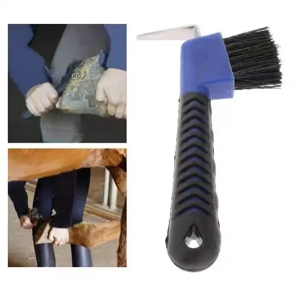 Ferradura Shaped Pick Brush com alça, escova cavalo resistente, adequado para cavalos burros e cabras