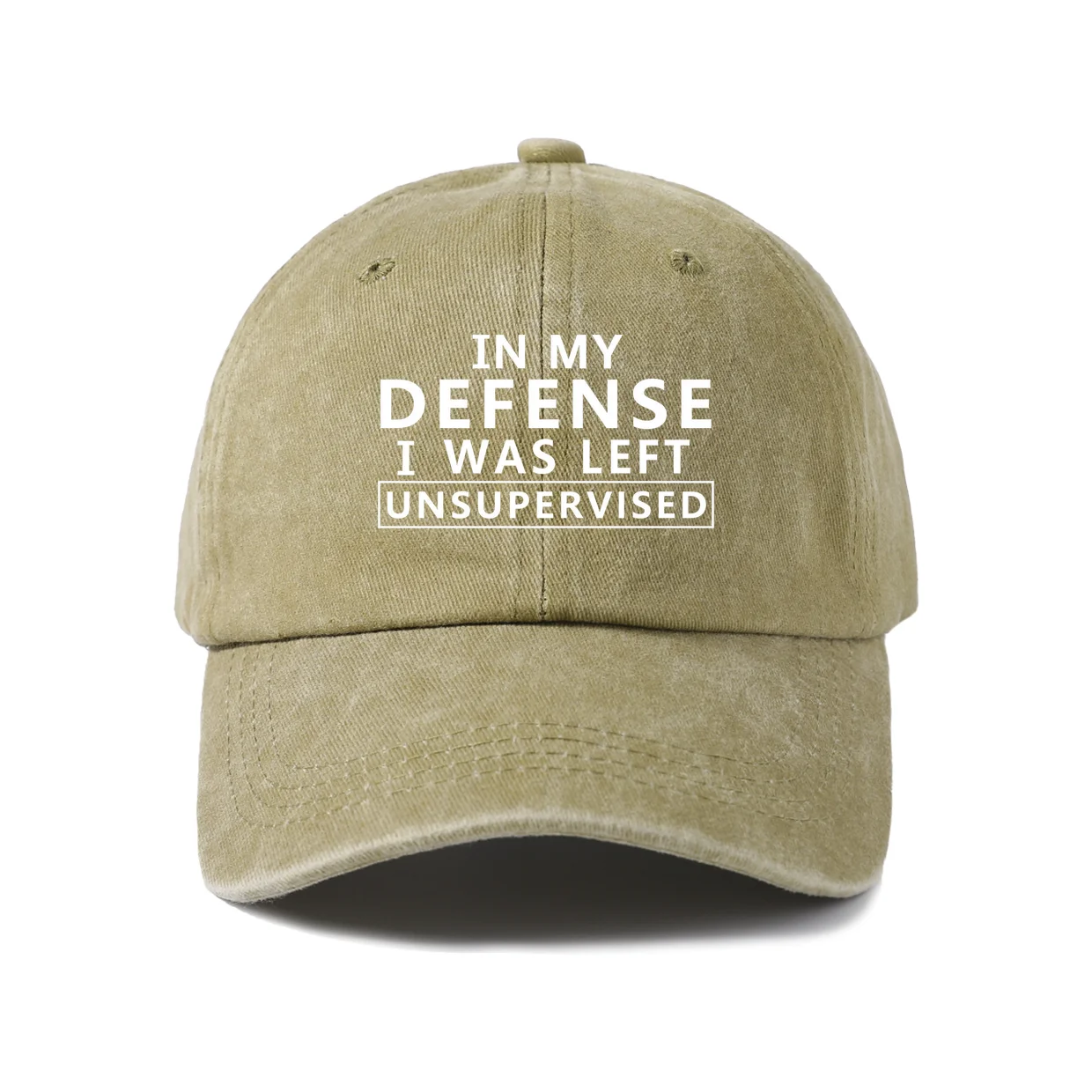 Unsupervised Humor Quote Graphic Baseball Cap, Vintage Washed Adjustable Unisex Dad Hat, Casual Gift