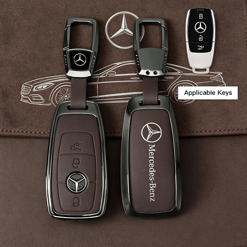 Leather Car Key Full Case Protection Cover Shell Holder For Mercedes Benz AMG W204 W205 W203 W210 W211 W212 W124 W126 W213 W201 view 5