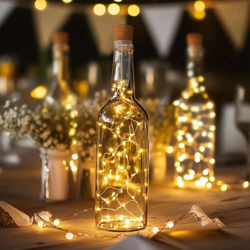 ABSU Wine Bottle Lights With Cork, USB Rechargeable Fairy Lights For Liquor Bottles , 20 LED String Lights Wire 4 Pack