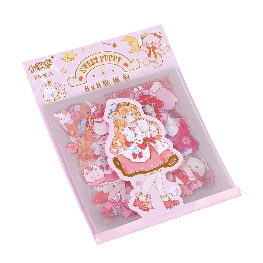 Cute Cartoon Handbook Stickers Pack, Ins Material, Papelaria, Planejador, 20pcs